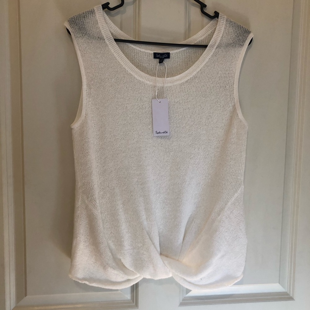 NWT $128 Splendid White Twist Hem Knit Tank Top M